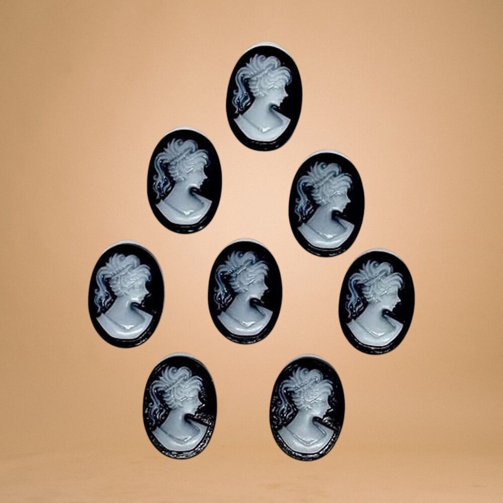 8pcs Beads for Jewelry Making Cameo Resin Flatback Beads #18088